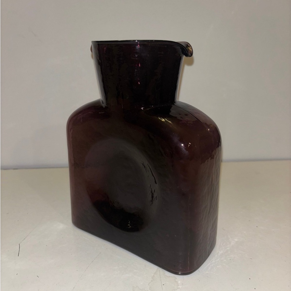 Vintage Blenko Double Spout Water Bottle Pitcher Carafe Purple Amethyst - Picture 6 of 9